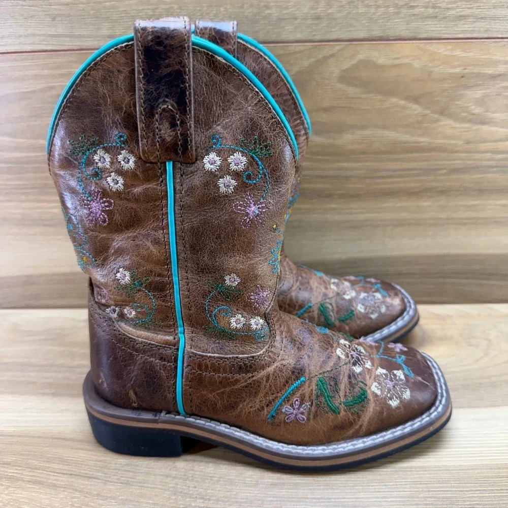Smoky Mountain Boots Little Girls 10.5 Embroidered Floral Square Toe Rodeo Ranch